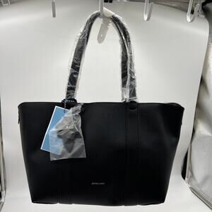 Draper James Elle Tote with Flower Key Fob Womens Purse Black Pebble
